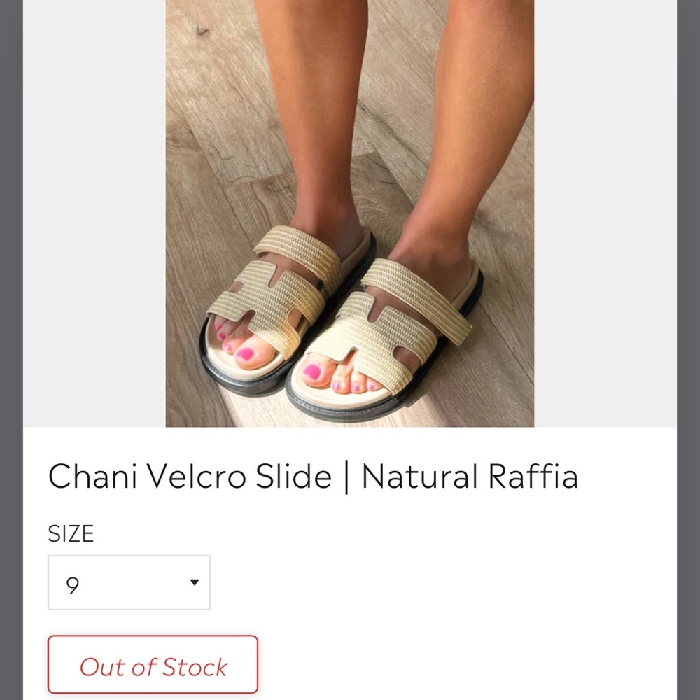 Talulah Chani Velcro Slide Natural Raffia, Size 9